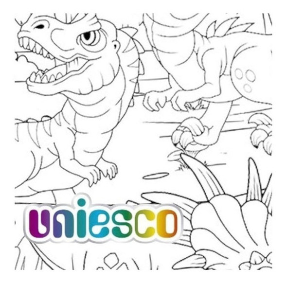 Mundo Dino Super Laminas Para Pintar + Lapices Uniesco 5511 1