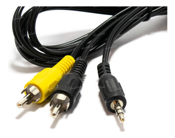 3 Cables De 2 Rca Negro Amarillo A 1 Plug 3.5mm 1.80mt 0