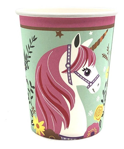 Set Plato Vaso Banderín Unicornio Glam 21 Pcs 1