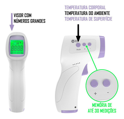 Termômetro Digital Infravermelho Testa Febre Clinico Bebê 1
