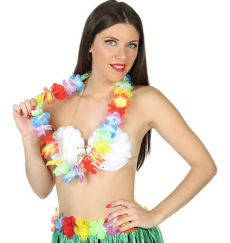 Combo Oferta X 10 Unidades Collar Hawaiano Flores Multicolor 1