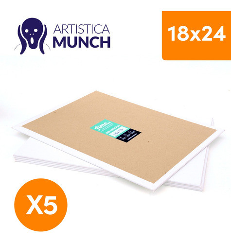 Mdf 3mm Entelado 18x24 Cm Blanco Acrilico Oleo X 5 0
