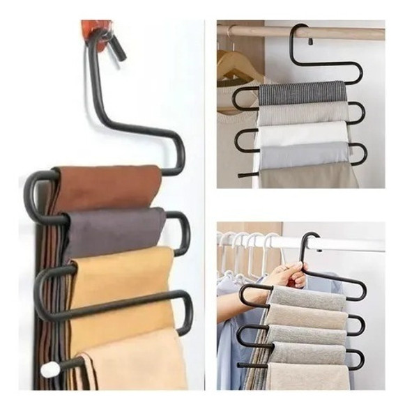 Percha Para 5 Pantalones Antideslizante Metal Reforzada 0
