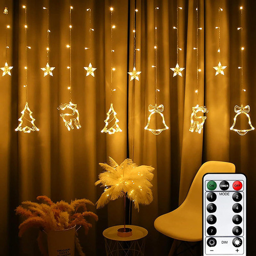 Cortinas Serie Luces Led Formas Navideñas 3m 8 Modos Control 1