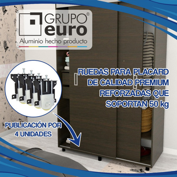 Kit 4 Ruedas Para Placard Corredizo 40kg C/u Grupo Euro * 1