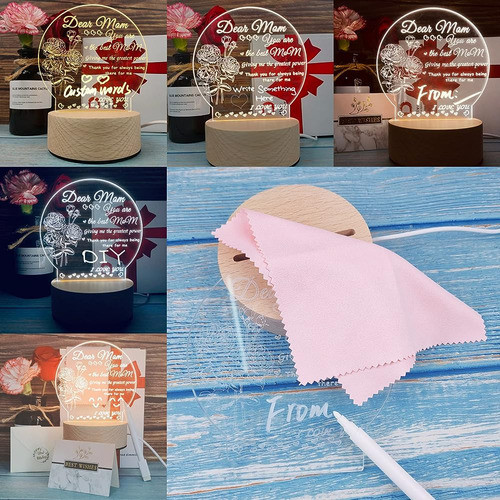 Mamá Regalos De La Hija, Diy Grabado Luz De Noche 3 Colores 1