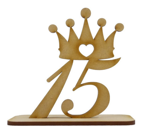 Número 15 Con Corona Y Base 10 Cm Alto -fibrofacil- X 20 Uni 0