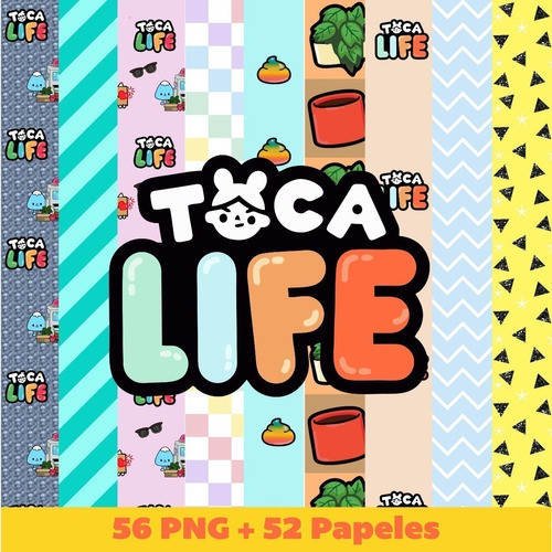 Kit Digital Toca Life Clipart Png + Papeles Digitales 1