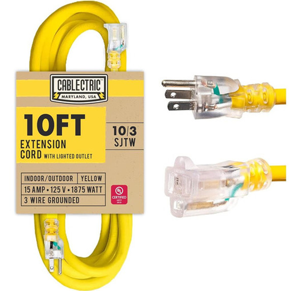 Cable De Extensión Para Exteriores De 10 Pies - 10/3 Sjtw He 0
