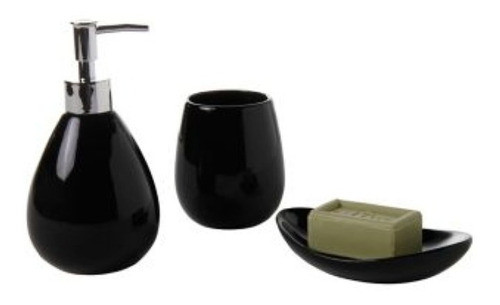 Set De 3 Accesorios Para Baño Negro - Telecompras Sc 1