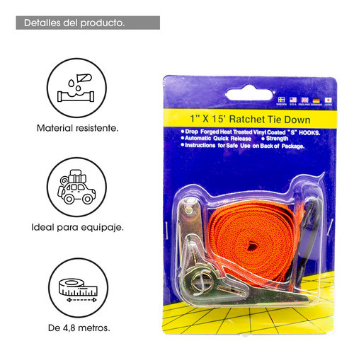 Cinta Crique Tensor Equipaje 1000kg X 4,8mts Auto Moto 1