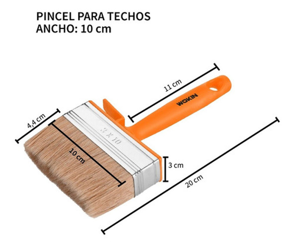 Pincel Pintar Techo Ancho 10 Cm Cerdas Blancas Wokin 1 Pincel Pintar Techo Ancho 10 Cm Cerdas Blancas Wokin 1