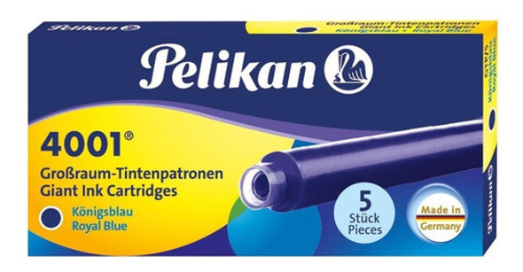 Cartucho Para Caneta Tinteiro Pelikan 4001 Gtp/5 Azul Royal 0