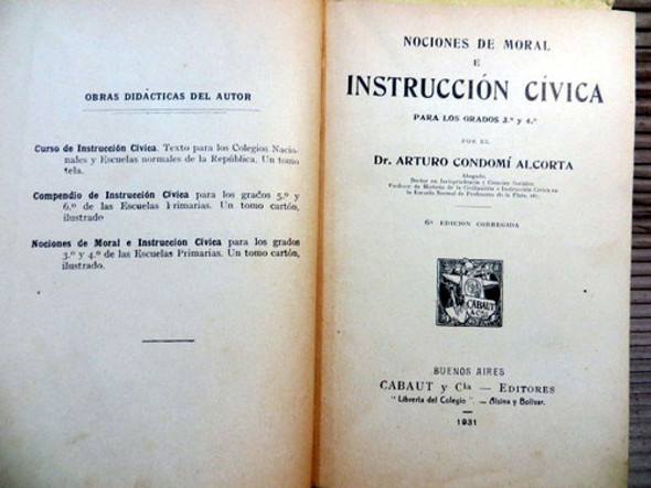 Nociones De Instruccion Civica, A Condomi Alcorta 1931 1