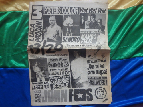 Revista 13/20 1990 Radio Z95 David Byrne Pappo Giardino 0