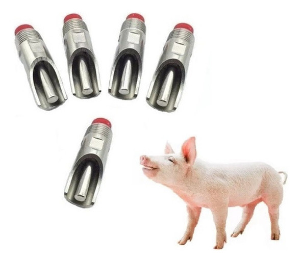 Kit 5 Bebedouro Chupeta Suíno Porco Adulto Inox 7cm 0 Kit 5 Bebedouro Chupeta Suíno Porco Adulto Inox 7cm 0