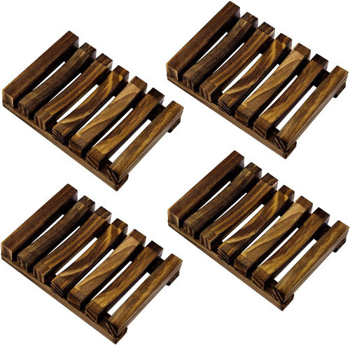 Jabonera Awpeye Para Baño De Madera Natural, 4 Piezas 0