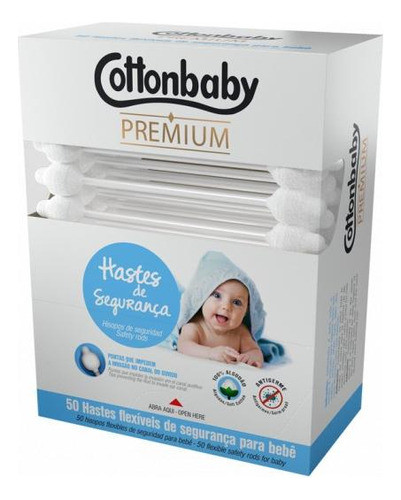 Kit C/ 4 Haste Flexivel Cottonbaby Premium Com 50 Un Hastes 0
