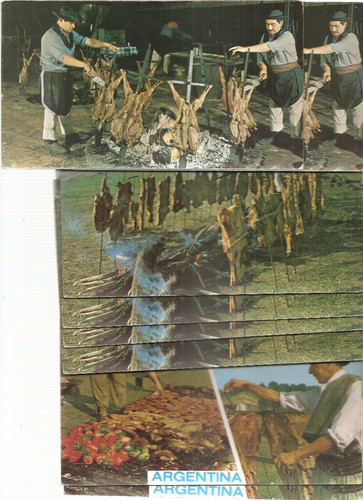 Lote 11 Fotos Postales Asado Criollo Argentina 1