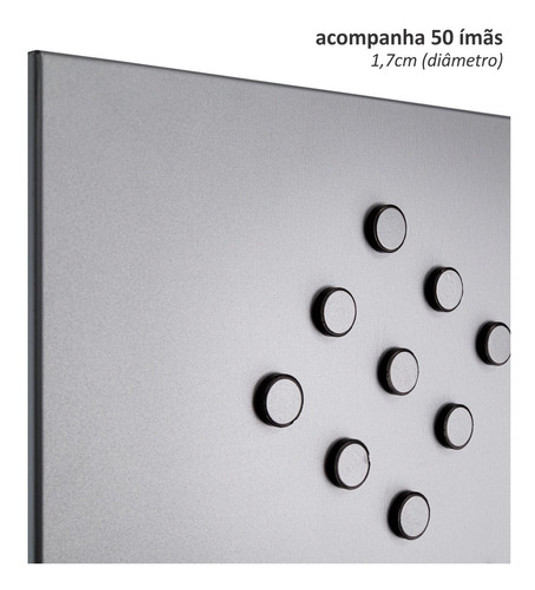 Mural Quadro Magnético 100x110cm - Prata Fosco + 50 Ímas 1
