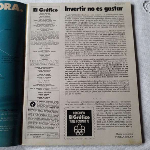 Revista El Grafico Nº 2920 Septiembre 1975 Luque River Boca 1