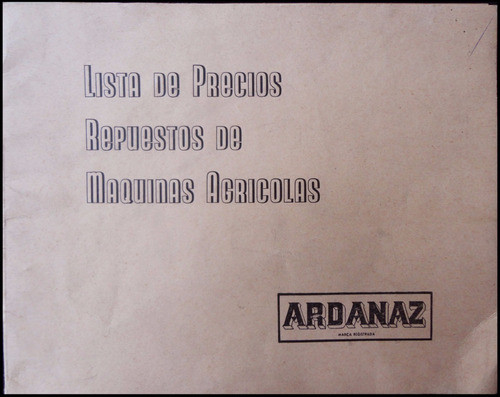 Catalogo Precios Resp Máquinas Agríc. Ardanaz 1970 23073 0