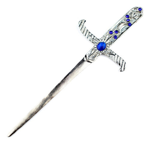 Athame Em Metal Prata Brilhante 19 Cm Pedra Azul E Strass 0