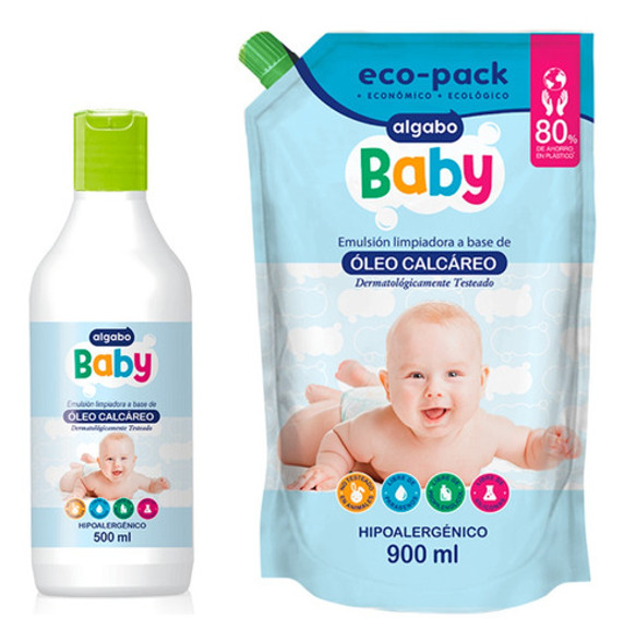 Algabo Baby Oleo Calcáreo  500 Ml + Repuesto 900 Ml 0 Algabo Baby Oleo Calcáreo  500 Ml + Repuesto 900 Ml 0
