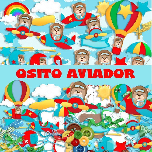 Osito Aviador Clipart Png Y Papeles Digitales Oso Avión 1