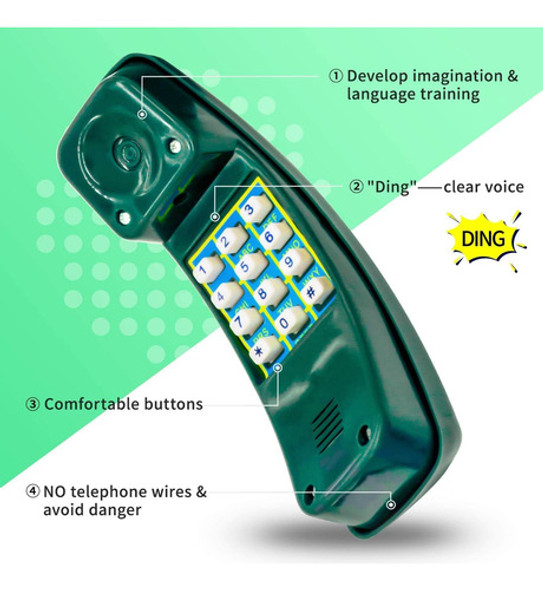 Teléfono De Juguete Para Niños, Verde, Incluye Juego De Colu 1