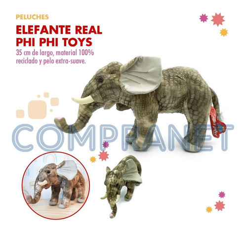 Peluche Elefante Real, Phi Phi Toys - 10294 1