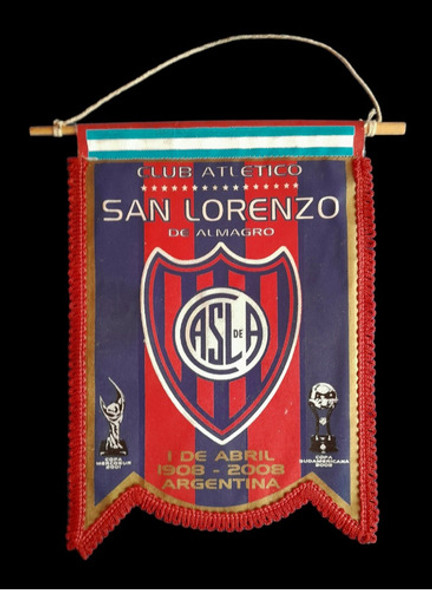 Banderín Del Club San Lorenzo De Almagro Autografiado 0