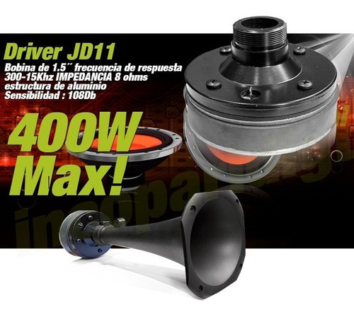 Combo 2 Driver Jd11 400w + 2 Bocina Profesional De 6'' 1