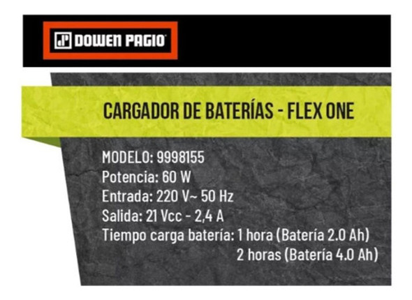 Cargador De Baterias Flex One Dowen Pagio 60w 9998155 1