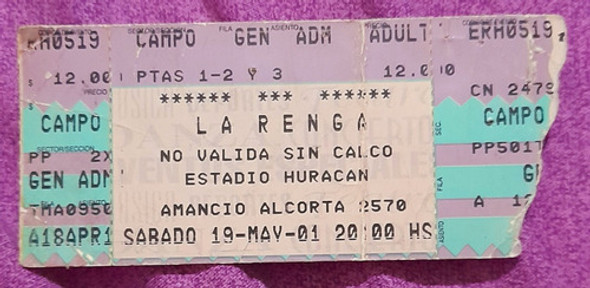 Entrada De Colección La Renga Huracán 2001 0