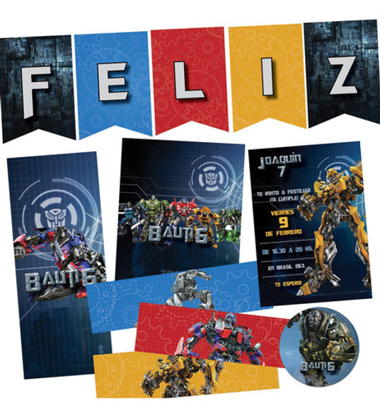 Kit Imprimible Personalizado Transformers Candy Deco Invitac 0