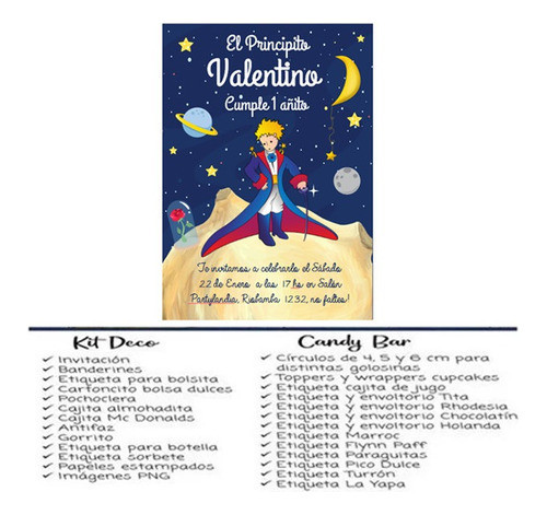 Kit Imprimible Candy Bar El Principito Full  Editable 1