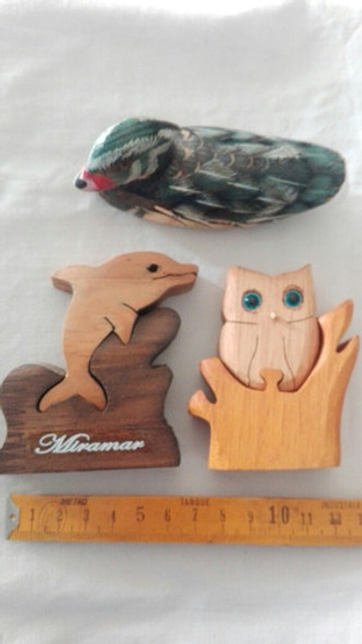 Lote De 3 Adornos De Madera Encastrados, Excelente Estado 1 Lote De 3 Adornos De Madera Encastrados, Excelente Estado 1