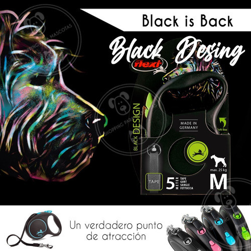 L. Correa Retráctil Extensible Cinta Flexi Black Design M 1