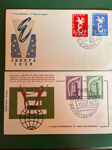 Lote 14 Sobres Ilustrados 1er Día Bélgica Tema Europa 0