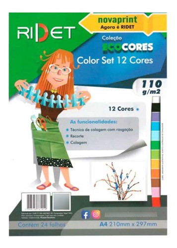 Bloco Color Set Ecocores A4 24 Folhas Novaprint 1