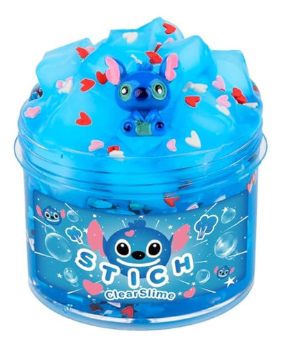 Slime Transparente Azul Con Cubos De Gelatina Y 0