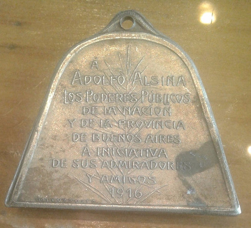 Otra Antigua Medalla Adolfo Alsina 1916 16,4 Gr 40 Mm 1