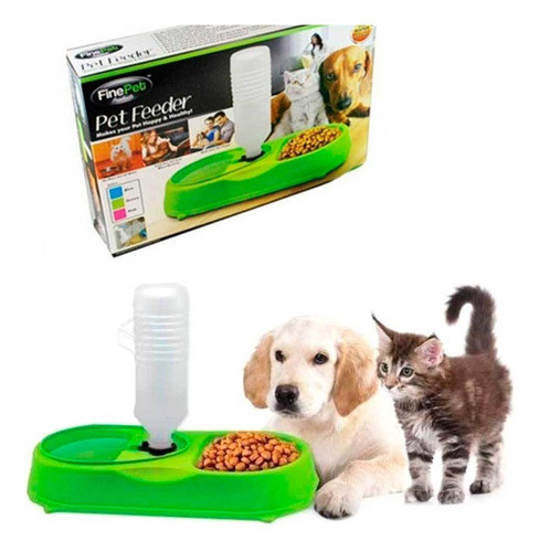 Plato Para Mascotas Doble Con Dispensador Agua Ub 0