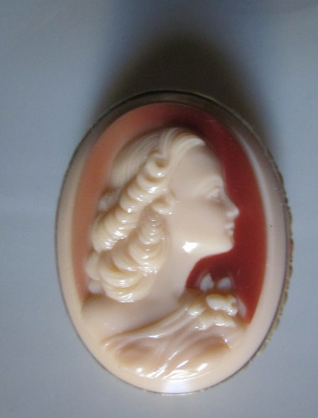 Broche Camafeo Firmado Hecho En Checoslovaquia Antiguo 0