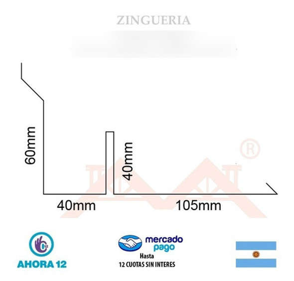 Zingueria Lateral Bajo Teja, Banda Con Riel. Por Mt, Envios. 1 Zingueria Lateral Bajo Teja, Banda Con Riel. Por Mt, Envios. 1