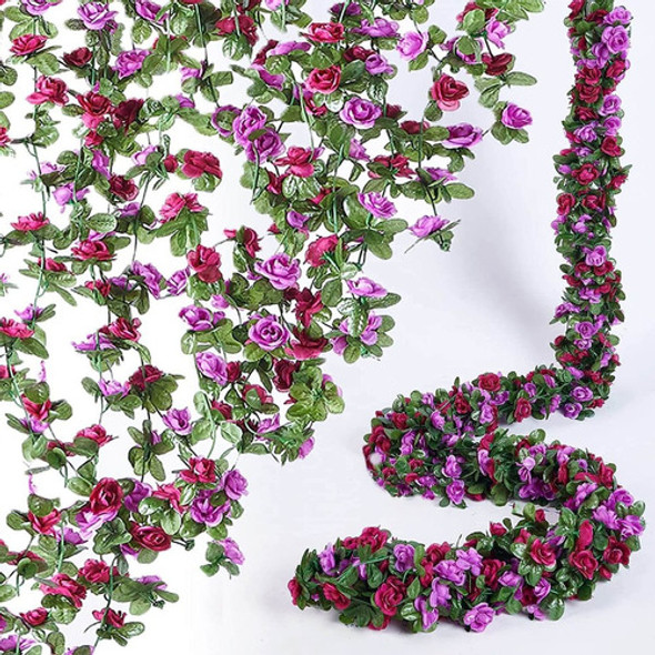 8 Guirnaldas De Flores Artificiales Con Hojas - Morada 0