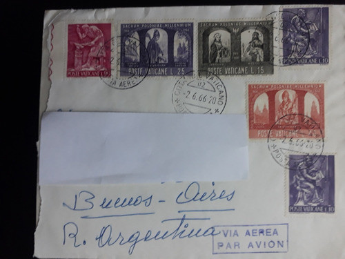 Filatelia Vaticano - 3 Sobres Circulados 1966 1