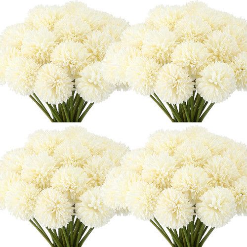 Tigeen 50 Piezas Flores Artificiales Crisantemo, Flores Bola 0