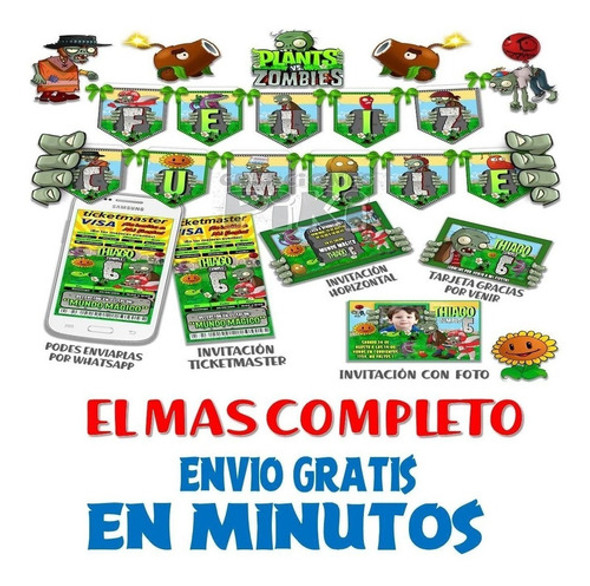 Kit Imprimible Candy Bar Plantas Vs Zombies El Mas Completo 1